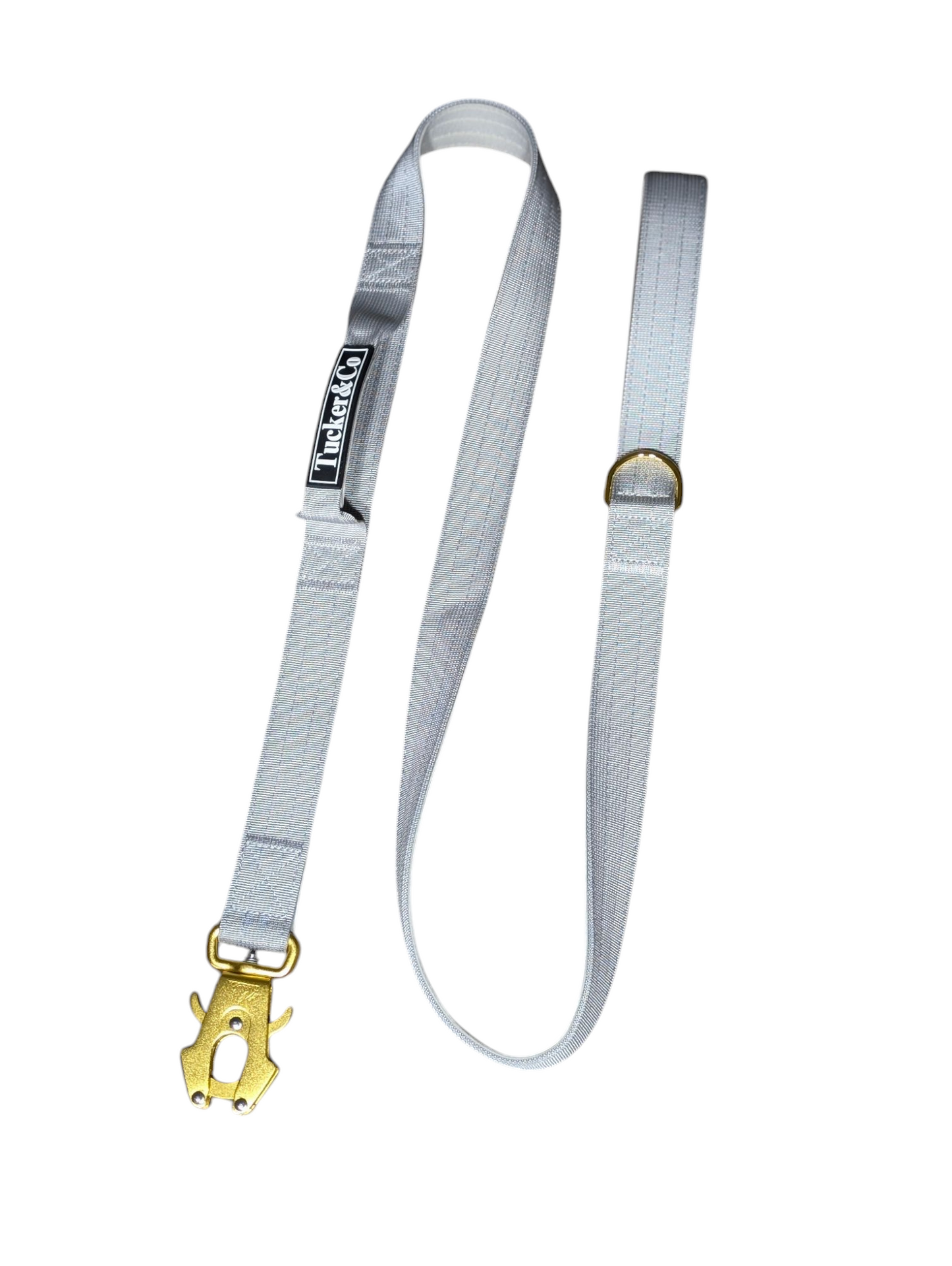 Tucker&Co London 1.5m Double Handled Tactical Frog Clip Lead in Light Grey.