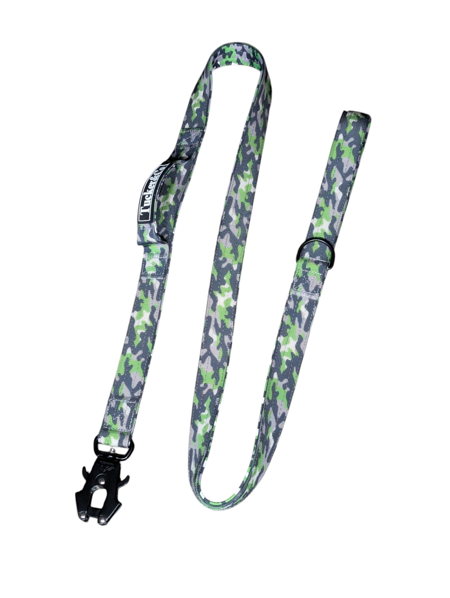 Tucker&Co London 1.5m Double Handled Tactical Frog Clip Lead in Camo Green.