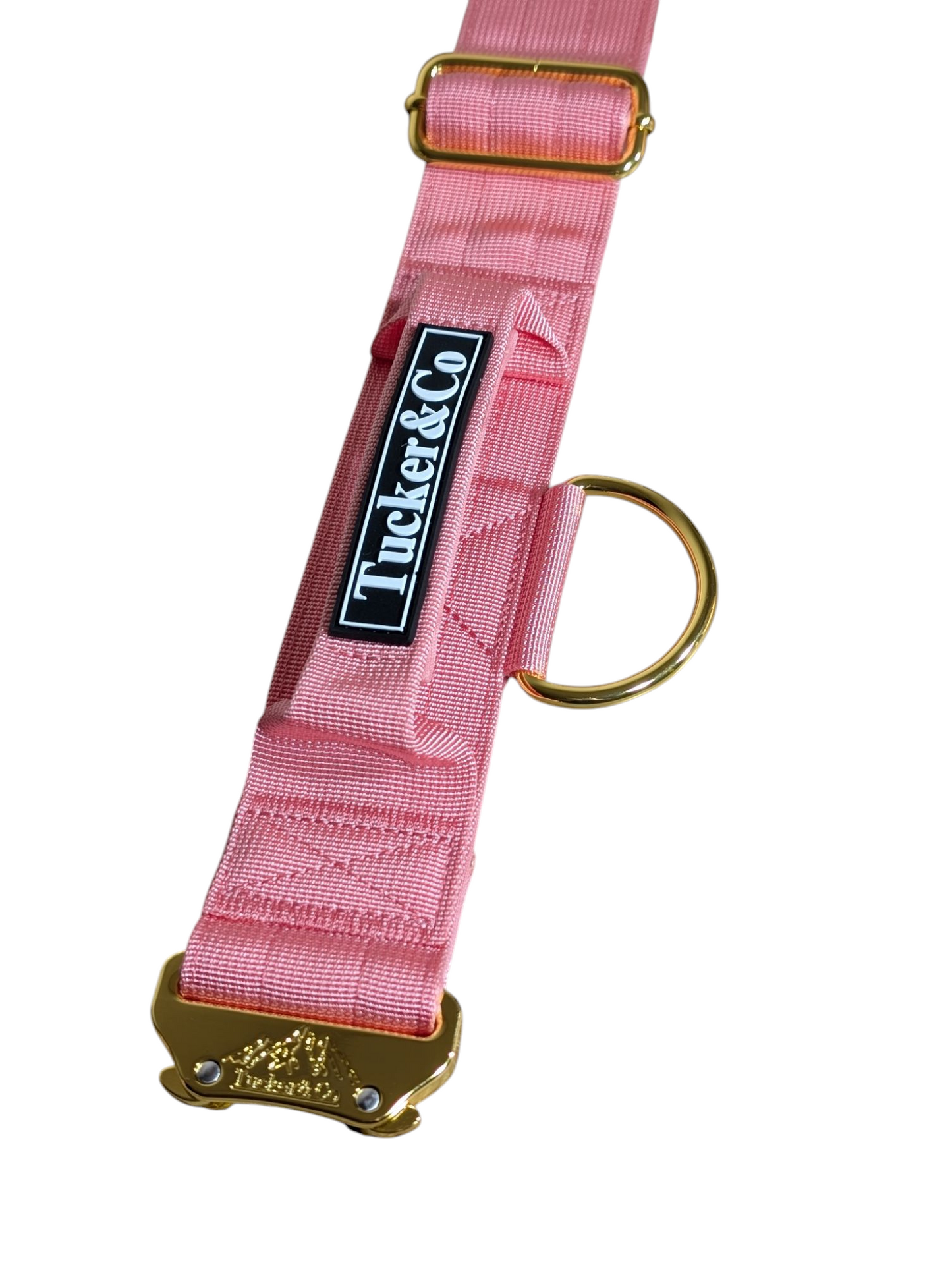 Tucker&Co London Tactical Collar with Handle in Soft Pink.