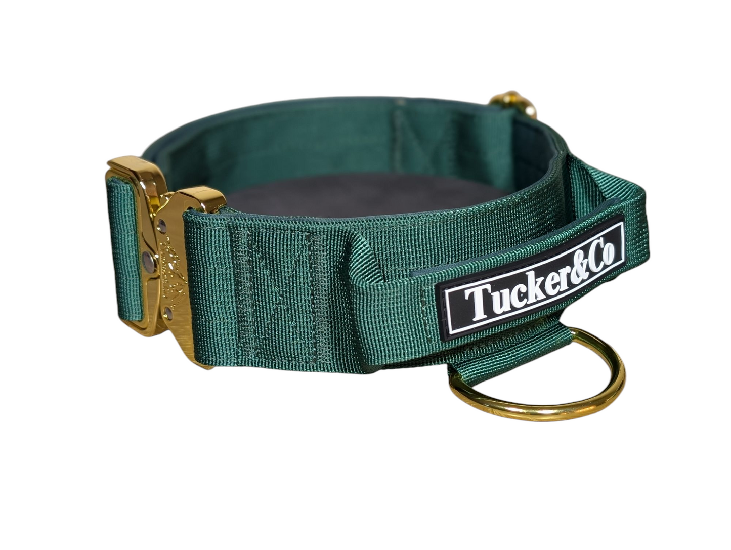 Tucker&Co London Tactical Collar with Handle in Emerald Green.