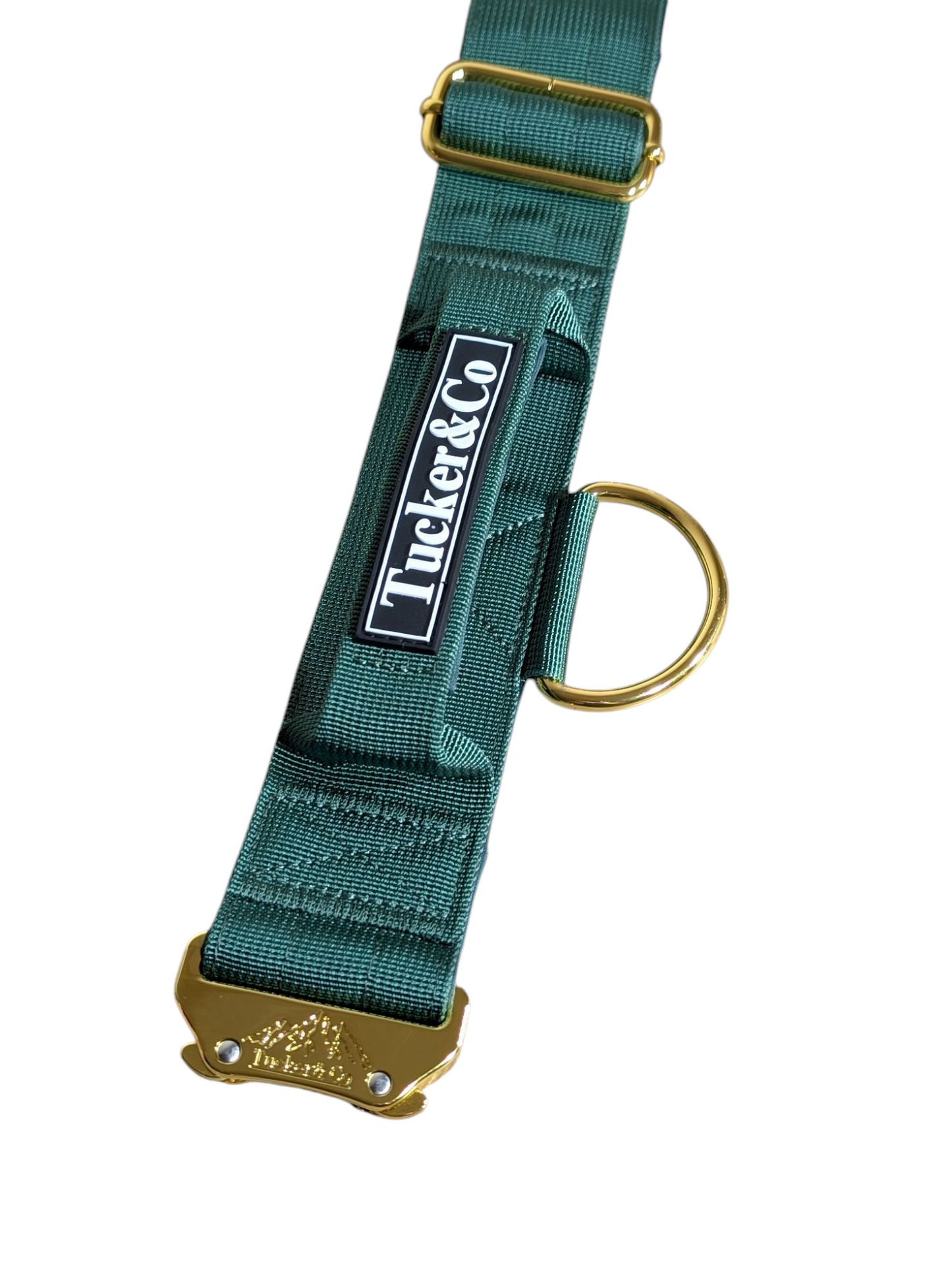 Tucker&Co London Tactical Collar with Handle in Emerald Green.