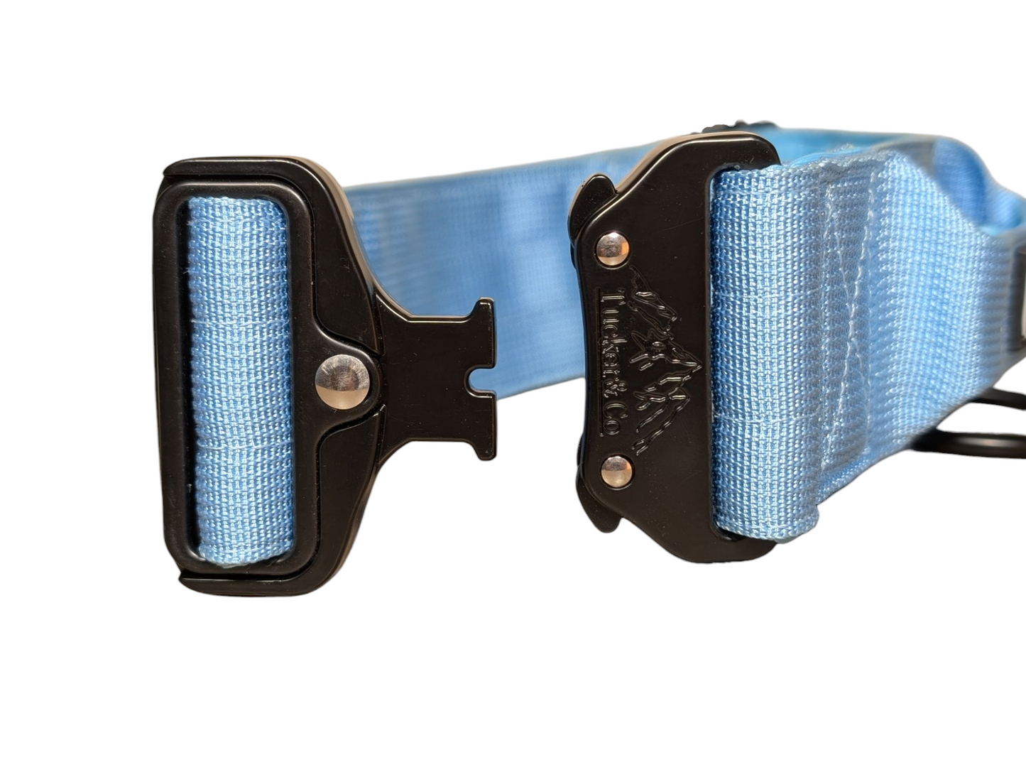 Tucker&Co London Tactical Collar with Handle in Sky Blue.