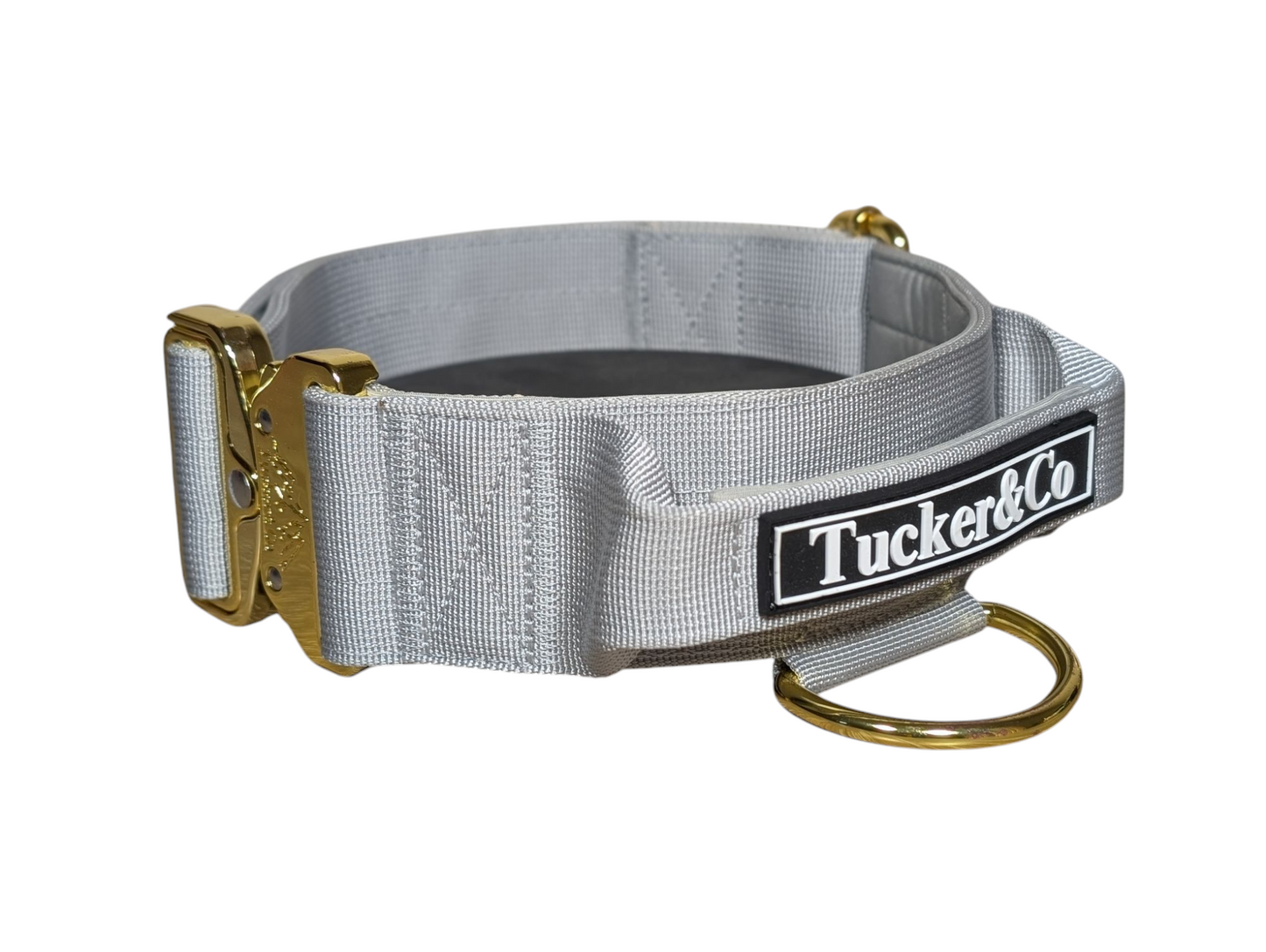 Tucker&Co London Tactical Collar with Handle in Light Grey.