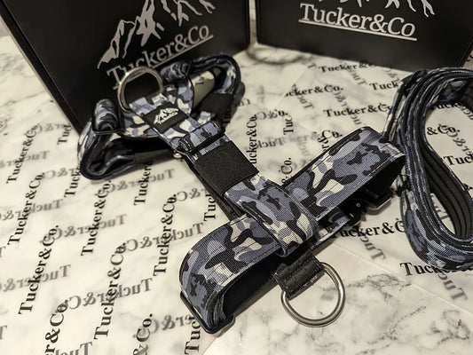 Camo charcoal Tri Harness Anti Pull - Adjustable with Handle