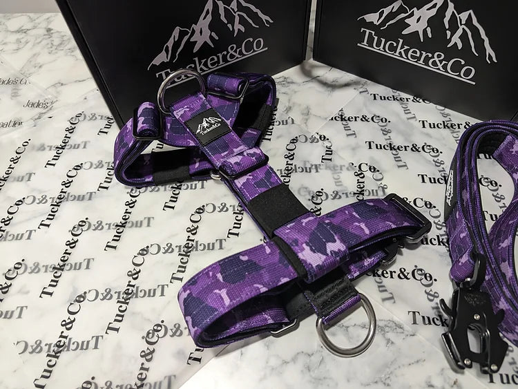 Camo purple Tri Harness Anti Pull - Adjustable with Handle