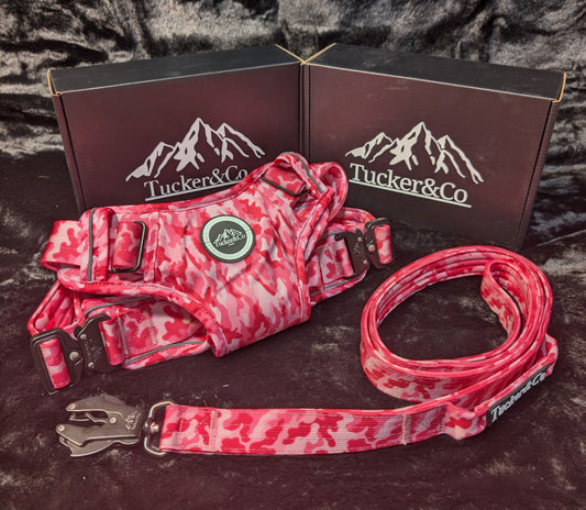 CAMO PINK TACTICAL HARNESS AND LEAD