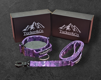 Tucker&Co Camo Purple full matching set - Collar Lead & Harness