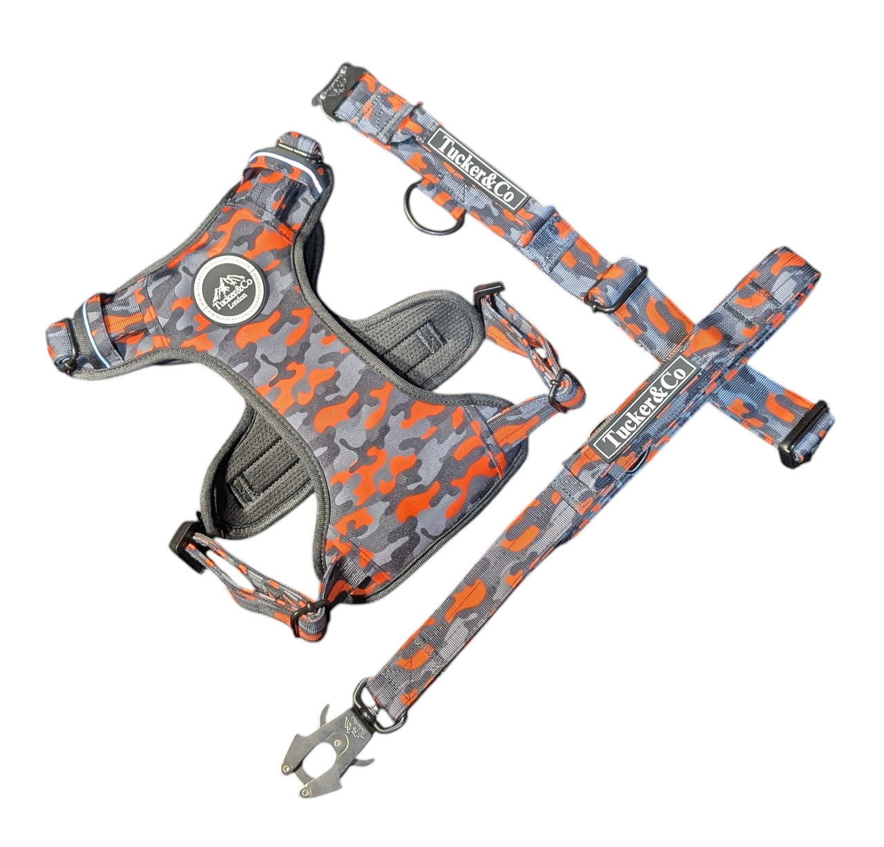 Tucker&Co Camo Orange full matching set - Collar Lead & Harness