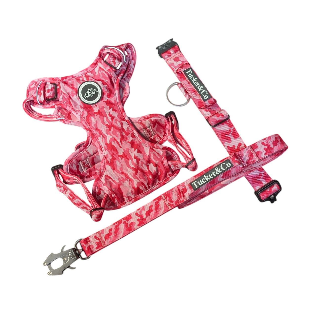 Tucker&Co Camo Pink full matching set - Collar Lead & Harness