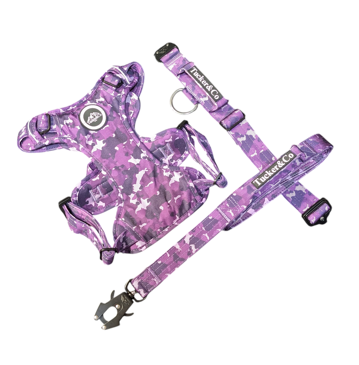 Tucker&Co Camo Purple full matching set - Collar Lead & Harness