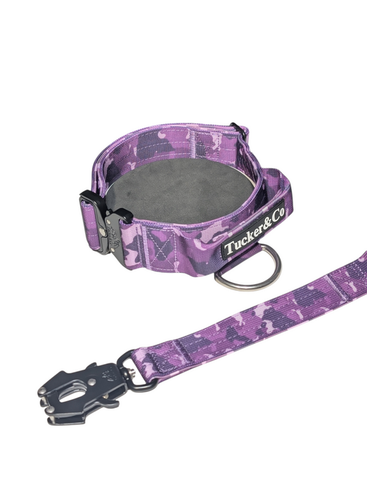 TUCKER & CO CAMO PURPLE COLLAR AND LEAD