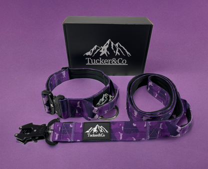 Tucker&Co Camo Purple full matching set - Collar Lead & Harness